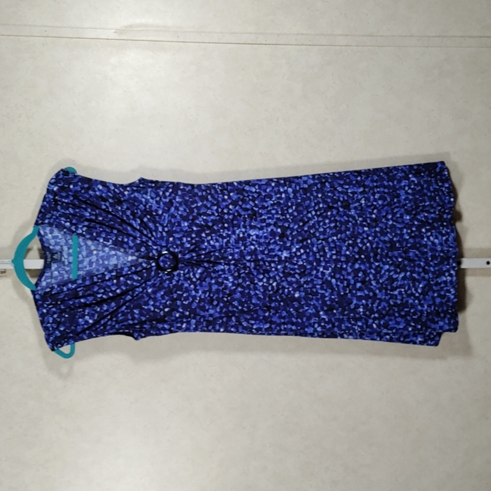 *E158 Chaps blue abstract print sleeveless knit dress M CLEARANCE